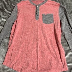 Pink and and Gray Henley Shirt